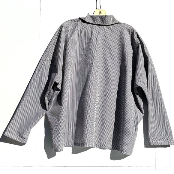 Women’s PLANET 100% Cotton Pinstriped Button Up Shirt, Black/White OS - Picture 3 of 14